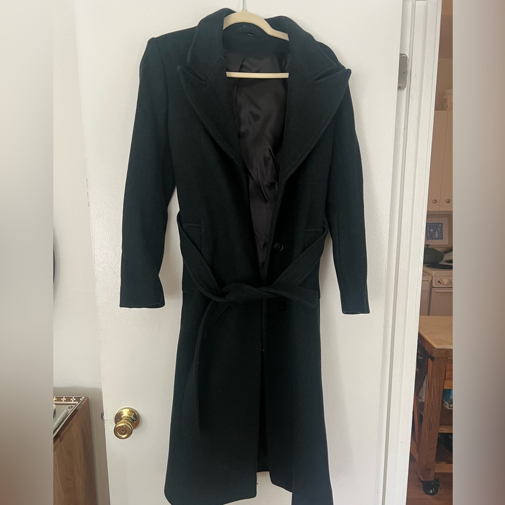 Oversized wool coat with shoulder pads